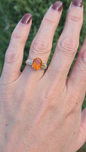 Load and play video in Gallery viewer, 2329: Vintage: 18ct Gold Fire Opal Diamonds Dress Ring-vibrant, vivid, sparkling
