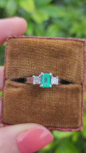 Load and play video in Gallery viewer, 8327: Vintage: Platinum Emerald Cut Emerald Princess Cut Diamonds Ring
