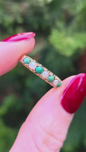 Load and play video in Gallery viewer, 0843: Vintage: 14ct Gold Turquoise Pearls Half-Eternity/ Stacker Ring
