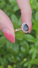 Load and play video in Gallery viewer, A7656: Vintage; 18ct Gold French Blue Sapphire 14 Diamonds Cluster Ring-neat, petite, sparkly
