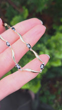 Load and play video in Gallery viewer, 2382: Vintage: 9ct Gold Blue Sapphires Natural Diamonds Link Bracelet (18cm)
