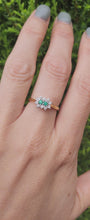 Load and play video in Gallery viewer, 6079: Vintage: 18ct Gold Two Emeralds 10 Diamonds Dress Ring- From 1983- Rare

