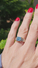 Load and play video in Gallery viewer, 1604: Vintage: 9ct Gold Blue &amp; White Diamonds Ring
