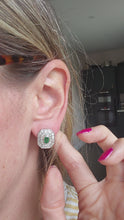 Load and play video in Gallery viewer, 6097: Vintage: 18ct White Gold Art Deco Style Emeralds Diamonds Earrings- Thrilling
