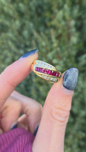 Cargar y reproducir el video en el visor de la galería, 1878 Vintage 18ct Gold Rubies Natural Diamonds Tiered Crossover Ring

