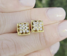 Load and play video in Gallery viewer, 2377 18ct Gold 18 Natural Diamonds (0.45ct) Geometric Set Earrings
