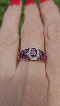 Load and play video in Gallery viewer, 1600: Vintage; 9ct Gold Vibrant Rubellites Diamonds Cocktail Ring- a striking beauty
