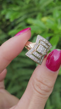 Load and play video in Gallery viewer, 1915: Vintage: 9ct Gold Art Deco Style 37 Diamonds Panel Ring- Hallmarked in London
