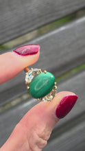 Load and play video in Gallery viewer, 2487 Vintage; 9ct Gold Large Malachite Aquamarines Cocktail Ring
