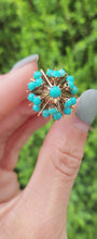 Load and play video in Gallery viewer, 1848: Vintage; 14ct Gold 19 Turquoise Domed Statement Ring- superb
