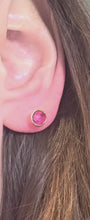 Load and play video in Gallery viewer, 2595: Vintage: 9ct Gold Round Cut Rubies Stud Earrings
