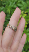 Load and play video in Gallery viewer, 1941: Vintage: 9ct Gold Champagne &amp; White Diamonds Band- Geometric sparkler, nice weight
