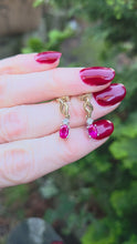 Load and play video in Gallery viewer, 0779: Vintage: 9ct Gold Ruby Diamond Drop/Dangle Stud Earrings- pitch perfect
