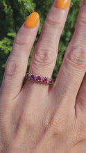 Load and play video in Gallery viewer, 1990: Vintage: 18ct Gold Rubies Diamonds Half-Eternity/Stacker Ring- picture perfect
