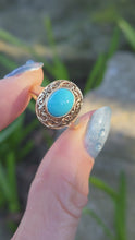 Load and play video in Gallery viewer, 6478  Vintage: 18ct Gold Cabochon Turquoise Dress Ring
