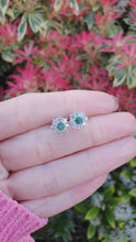 Load and play video in Gallery viewer, 7375: Vintage Fabulous 18ct White Gold Emeralds 16 Diamonds Earrings- Captivating
