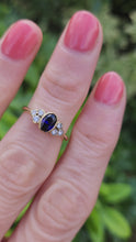 Load and play video in Gallery viewer, 9081: Vintage: 18ct Gold French Blue Sapphire Diamonds Trefoil Set Ring- simply gorgeous
