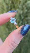 Load and play video in Gallery viewer, 2012: Vintage: 18ct Gold Blue Aquamarine Diamonds 3-Stone Straight Ring
