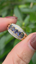 Load and play video in Gallery viewer, 2018: Vintage: 9ct Gold Violet Blue Iolites 14 Diamonds Dress Ring- a beauty
