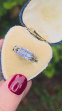 Load and play video in Gallery viewer, 2404 Vintage: 9ct White Gold Light Blue Sapphires Dress Ring

