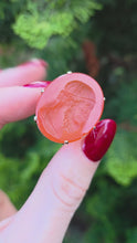 Load and play video in Gallery viewer, 2944: Rare 9ct Gold Intaglio  Carved Orange Carnelian Ring- From 1944
