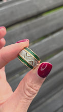 Load and play video in Gallery viewer, 2455 Vintage: 9ct Gold Art Deco Style Emeralds Diamonds Dress Ring
