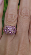 Load and play video in Gallery viewer, A8131:Vintage; Statement 9ct Gold 29 Pink Sapphires Cocktail Ring- fabulous, heavy
