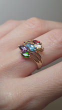 Load and play video in Gallery viewer, 2652: Vintage 9ct Gold Multi-Gem Abstract Dress Ring
