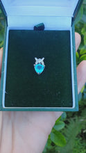 Load and play video in Gallery viewer, 5856:   Vintage: 9ct White Gold Trillion Cut Swiss Blue Topaz Diamonds Pendant- effervescent eye candy
