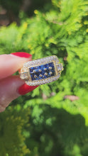 Load and play video in Gallery viewer, 1708: Vintage: 18ct Gold Blue Sapphires Diamonds Statement Ring- incredible piece
