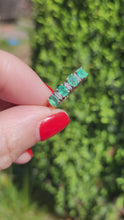 Load and play video in Gallery viewer, 6080- Vintage 18ct Emeralds Brilliant round cut Diamonds Eternity Rind- lovely combination

