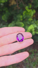 Load and play video in Gallery viewer, 2334 Vintage Heavy 9ct Amethyst Oval Pendanmt
