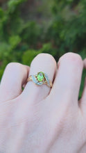 Load and play video in Gallery viewer, 0986: Vintage: 9ct Gold Illusion Set Peridot Diamonds Bypass Ring- eclectic beauty.
