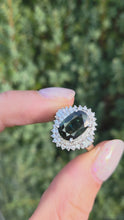 Load and play video in Gallery viewer, Platinum Green Sapphire (2.11ct) Natural Diamonds (0.69ct) Cluster Ring - Rare

