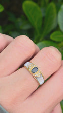 Load and play video in Gallery viewer, 1669 Vintage: 18ct Gold Blue Sapphire. Mother of Pearl Natural Diamonds Ring
