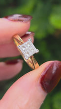 Load and play video in Gallery viewer, 6320  Vintage: 18ct Gold Princess cut Diamonds (0.6ct) Geometric Set Ring
