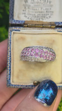 Load and play video in Gallery viewer, 2234 Vintage; 9ct White Gold Pin Sapphires Diamonds Dress ring- Thrilling

