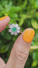 Load and play video in Gallery viewer, 6152: Vintage: (1978) Exceptional Diamonds Emerald Flower head Ring-  Exquisite
