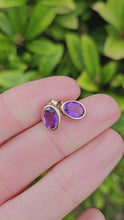 Load and play video in Gallery viewer, 1332:Vintage: 9ct Gold Purple Amethyst Stud Earrings
