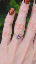 Load and play video in Gallery viewer, 2587: Vintage: 9ct Gold Padparadscha &amp; White Sapphires Dress Ring
