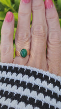 Load and play video in Gallery viewer, A7595: Vintage: (1980) Rare Cabochon Cut Green Malachite Signet Ring- 44 years old - superb
