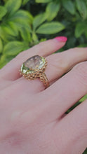 Load and play video in Gallery viewer, 0804: Vintage: Statement 9ct Gold Green Amethyst Cocktail Ring- Date- Mark 1972
