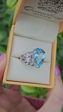 Load and play video in Gallery viewer, 1325: Vintage: Dramatic: 9ct White Gold Large Swiss Blue Topaz Cocktail Ring
