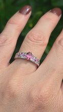 Cargar y reproducir el video en el visor de la galería, 1894: Vintage: 9ct White Gold Pink Tourmalines Dress Ring- pretty in pink
