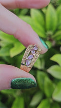 Load and play video in Gallery viewer, 0340: Vintage: 9ct Gold Amethysts Citrines Openwork Band- lovely combination
