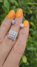 Load and play video in Gallery viewer, 0139: Vintage: 18ct White Yellow Gold &amp; Cut Diamond (0.43ct) Stud Earrings- Pristine
