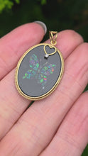 Load and play video in Gallery viewer, 2528 Vintage: 18ct Gold  Onyx Diamond Inlaid Butterfly Pendant- From 1978
