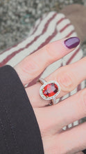 Load and play video in Gallery viewer, 0635 Vintage: 18ct Gold  Orange Spessartite Garnet Diamonds Cluster Ring- A rare find

