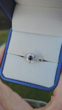 Load and play video in Gallery viewer, 0755: Vintage: 18ct Gold French Blue Sapphire Diamonds Daisy Ring- Date-Mark 1968
