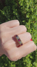 Load and play video in Gallery viewer, 1713: Vintage: 18ct Gold Rubies Diamonds Ring- From London 1978
